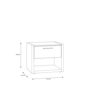 Noční stolek Fred, bílá a dub, rozměry