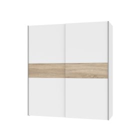 Skříň Lonas s posuvnými dveřmi, bílá a dub sonoma