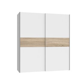 Skříň Lonas s posuvnými dveřmi, bílá a dub sonoma