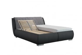 Dvoulůžko Balbi v rozměru 180x200 cm, v potahu Malmö New 90 a Loft Black, ukázka polohování roštu 