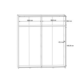 Skříň Lonas s posuvnými dveřmi, bílá a dub sonoma, rozměry