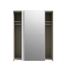 Skříň Salk se zrcadlem 150 cm, bílá, otevřená