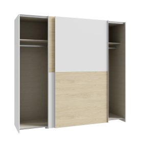 Skříň Salk 200 cm, bílá a dub sonoma, otevřená