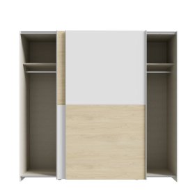 Skříň Salk 200 cm, bílá a dub sonoma, otevřená