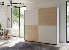 Skříň Salk 200 cm, bílá a dub sonoma, interiér