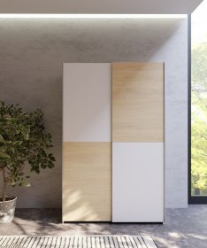 Skříň Salk 120 cm, bílá a dub sonoma, interiér