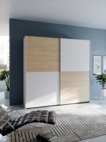 Skříň Salk 190 cm, bílá a dub sonoma, interiér