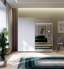 Skříň Salk se zrcadlem 190 cm, bílá, interiér