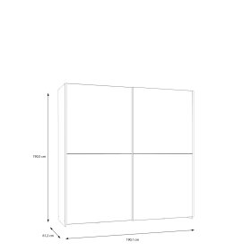 Skříň Salk se zrcadlem 190 cm, bílá, rozměry