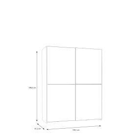 Skříň Salk se zrcadlem 150 cm, bílá, rozměry
