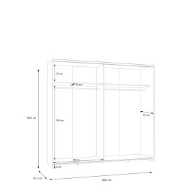 Skříň Salk 200 cm, bílá, rozměry