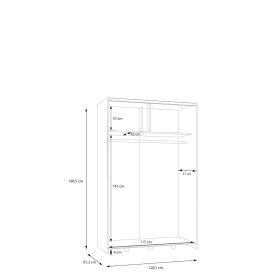 Skříň Salk 120 cm, bílá a dub sonoma, rozměry