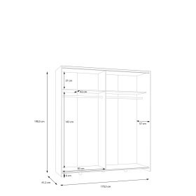 Skříň Salk 170 cm, bílá a dub sonoma, rozměry