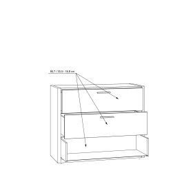 Komoda Fred, bílá a dub, rozměry