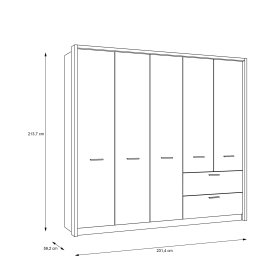 Skříň Fred, bílá a dub, rozměry