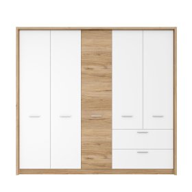 Skříň Fred, bílá a dub