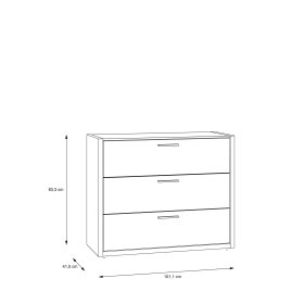 Komoda Fred, bílá a dub, rozměry