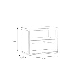 Noční stolek Ilsa bílý a bělený dub. rozměry