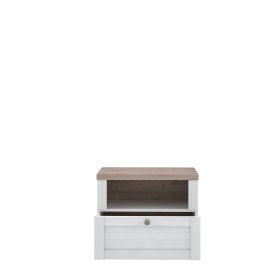 Noční stolek Ilsa bílý a bělený dub, otevřený
