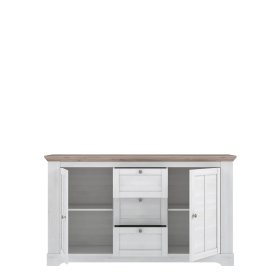 Komoda Ilsa bílá a bělený dub, otevřená