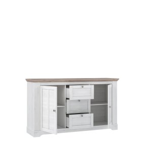 Komoda Ilsa bílá a bělený dub, otevřená