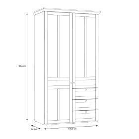 Skříň Ilsa se šuplíky, bílá a bělený dub, rozměry