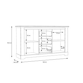Komoda Ilsa bílá a bělený dub, rozměry