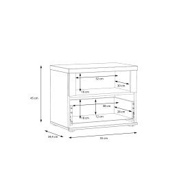 Noční stolek Ilsa bílý a bělený dub, rozměry