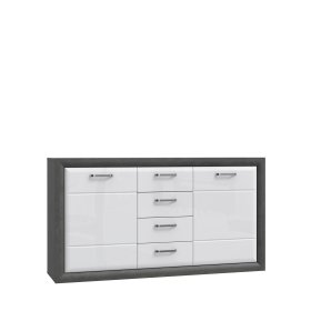 Komoda Leva velká, bílá a šedá 168 cm