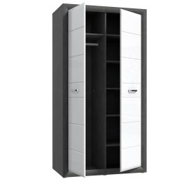 Skříň Leva vysoká, bílá a šedá, otevřená