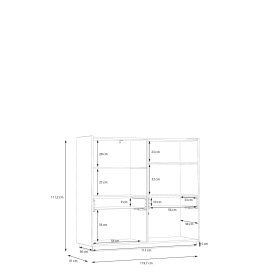 Komoda Leta vysoká, šedá, dub, rozměry