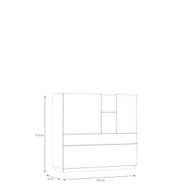 Komoda Leta vysoká, šedá, dub, rozměry