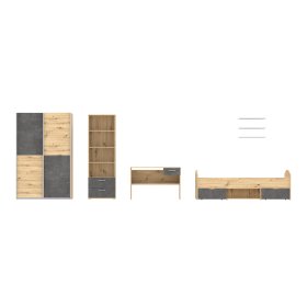 Sestava dětského pokoje Luvo, šedá a dub