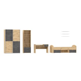 Sestava dětského pokoje Luvo, šedá a dub