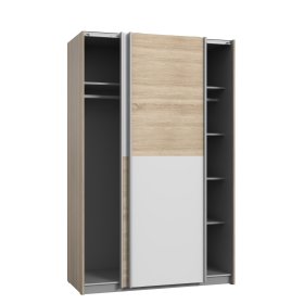 Šatní skříň Luvo, dub sonoma a bílá, otevřená