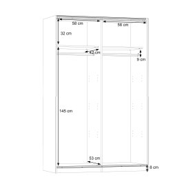 Šatní skříň Luvo, šedá a bílá, rozměry