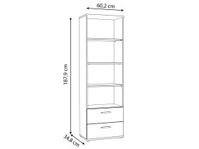 Knihovna Luvo, šedá a bílá, rozměry