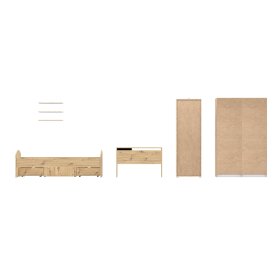 Sestava dětského pokoje Luvo, šedá a dub, zadní