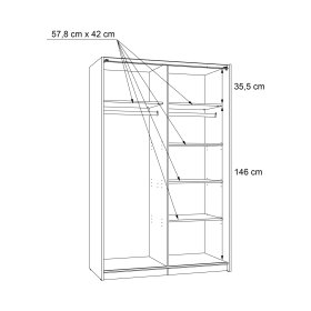Šatní skříň Luvo, dub sonoma a bílá, rozměry