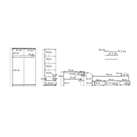 Sestava dětského pokoje Luvo, šedá a dub, rozměry
