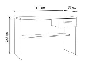 Psací stůl Luvo, šedá a bílá, rozměry