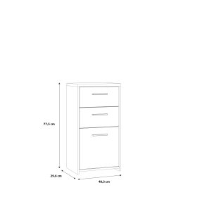 Komoda Kvad 40x78 cm, bílá a dub sonoma, rozměry