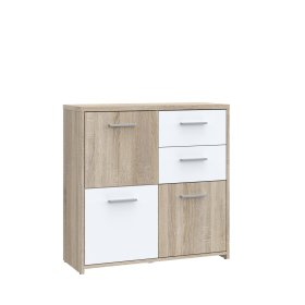 Komoda Kvad 77x78 cm, bílá a dub sonoma