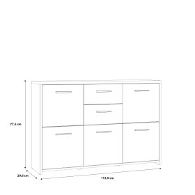 Komoda Kvad, 114x78 cm, bílá a dub sonoma, rozměry