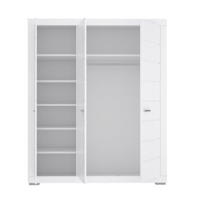 Šatní skříň Snore 166x199 cm, bílá, otevřená