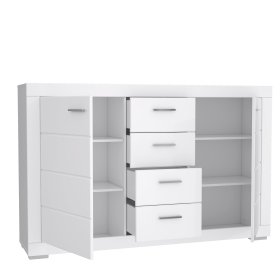 Komoda Snore 171x109 cm, bílá, otevřená
