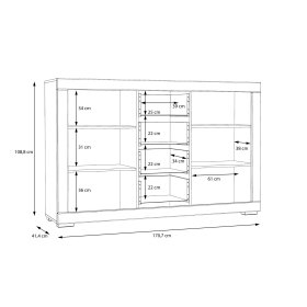 Komoda Snore 171x109 cm, bílá, rozměry