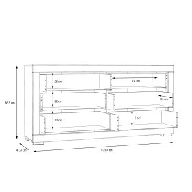 Komoda Snore 175x87 cm, bílá, rozměry