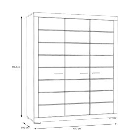 Šatní skříň Snore 166x199 cm, bílá, rozměry
