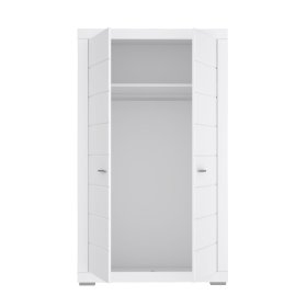 Šatní skříň Snore 116x199 cm, bílá, otevřená